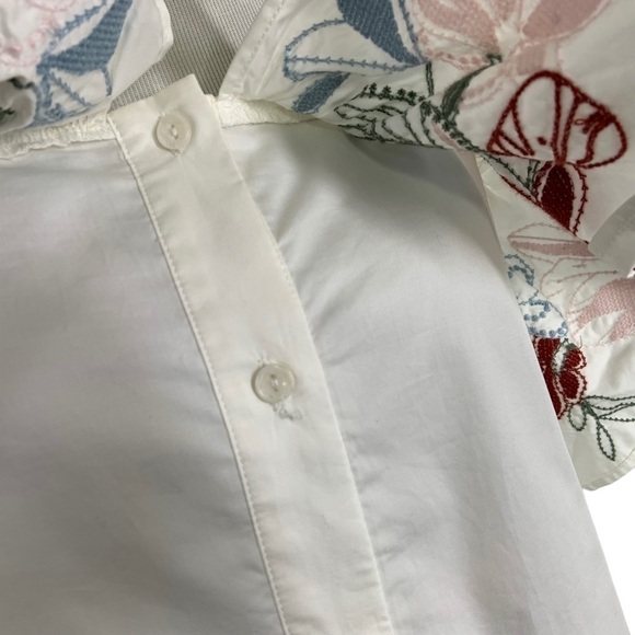 Parker Womens Upton Square-Neck Cold-Shoulder Embroidered Poplin Blouse Sz Med - Picture 7 of 13